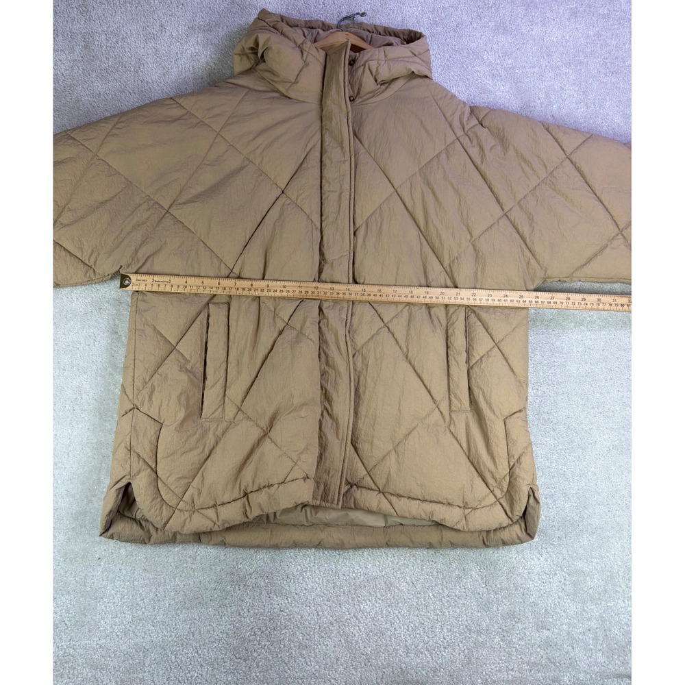 Madewell Holland Quilted Puffer Parka Womens XXL Toasted‎ Sesame Tan Hooded Flaw - Picture 12 of 15